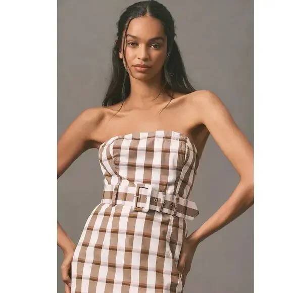 maeve anthropologie brown plaid dress Joseph Neva Comfort Cady Dress - Size 40
